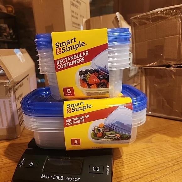Smart & Simple Rectangular Containers with Blue Lids - Picture 1 of 3